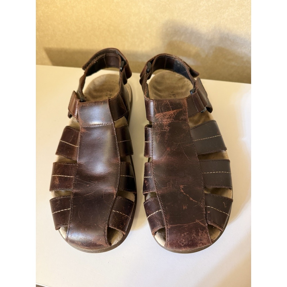 Sperry Top-Sider Men's 11M Brown Leather Fisherman Sandals Brown Comfort